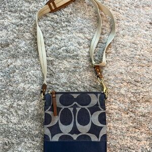 Signature Coach Navy Crossbody Bag